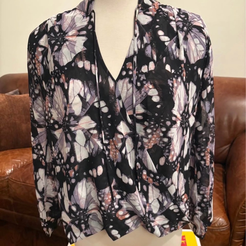 Veronica M Black and Purple Butterfly Blouse